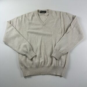 Deep River 100% Cashmere Sweater Mens XL Beige V Neck Pullover Classic Soft Cozy